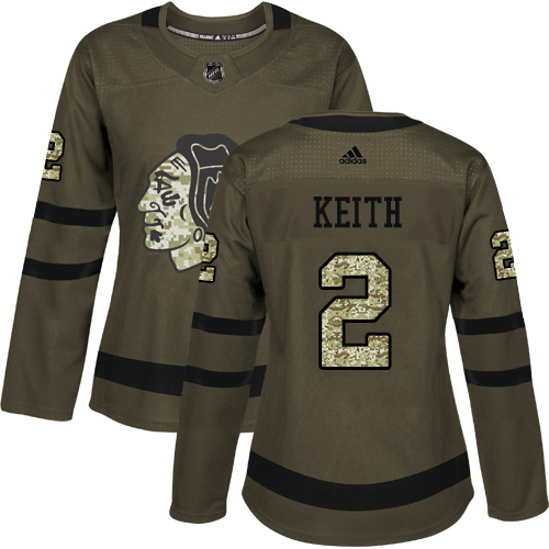 Adidas Blackhawks #2 Duncan Keith Green Salute to Service Women's Stitched NHL Jersey - Click Image to Close